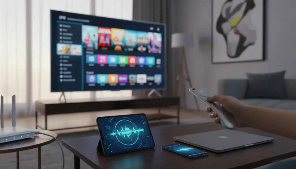 إعداد قائمة IPTV على تلفزيون ذكي باستخدام جهاز التحكم والاتصال بالإنترنت