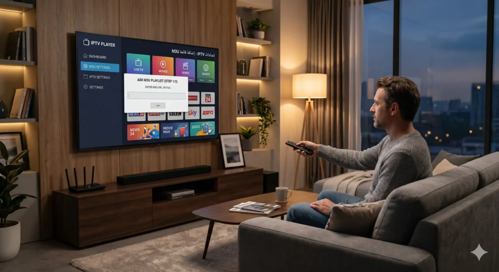 إضافة ملف M3U إلى التلفزيون الذكي عبر تطبيق IPTV بواجهة سهلة