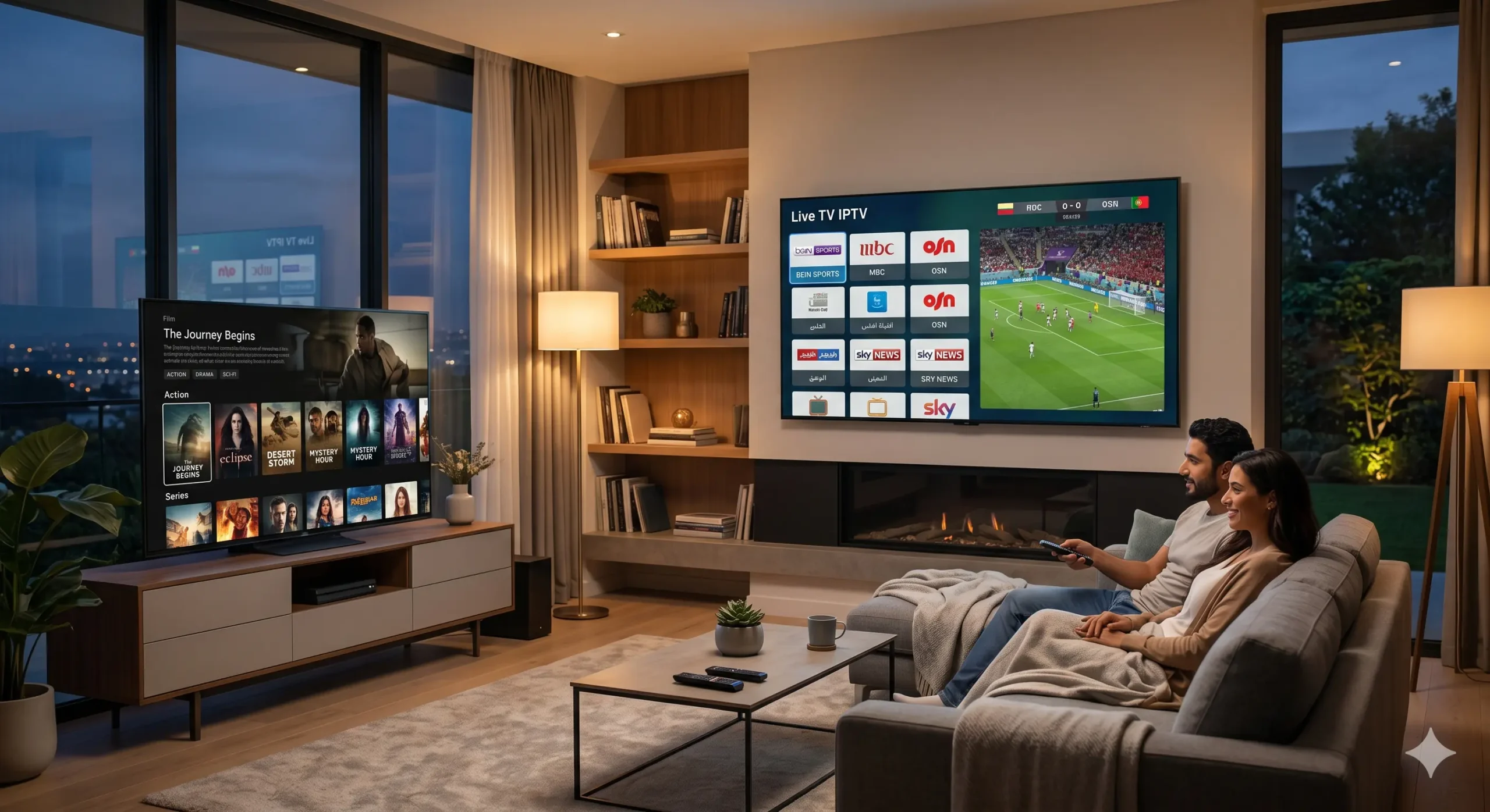 اشتراك IPTV لجهازين مع تشغيل متزامن على شاشتين داخل المنزل