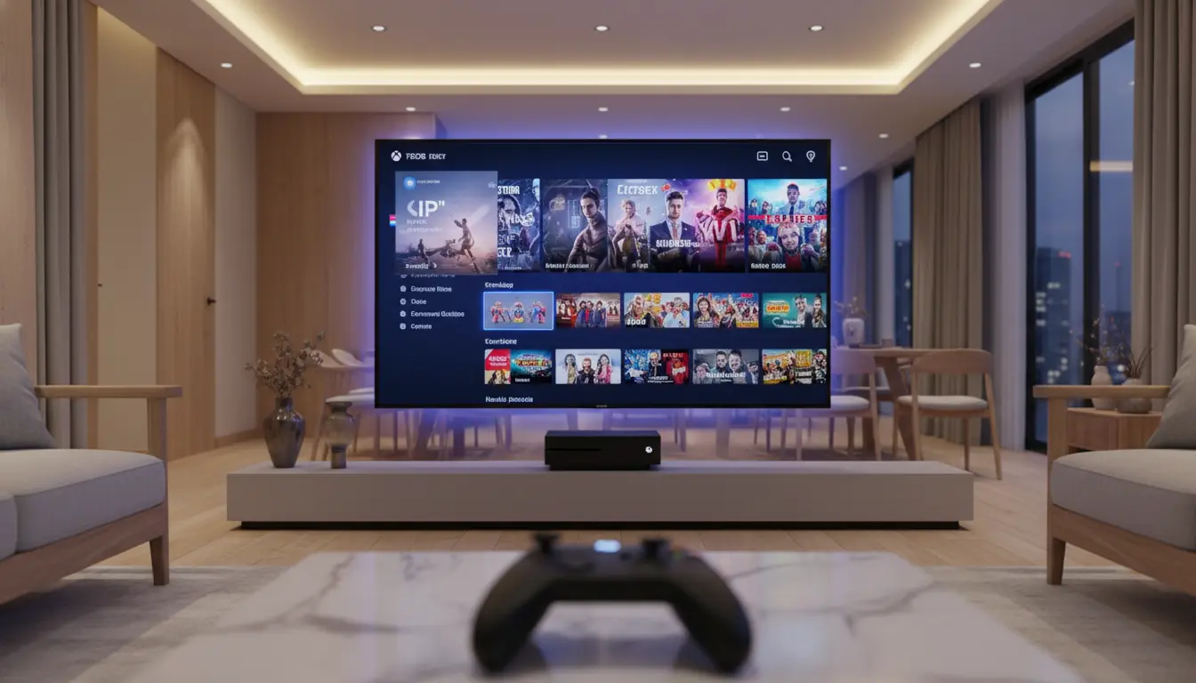 تشغيل IPTV على Xbox عبر تطبيق حديث وواجهة مشاهدة واضحة على التلفزيون