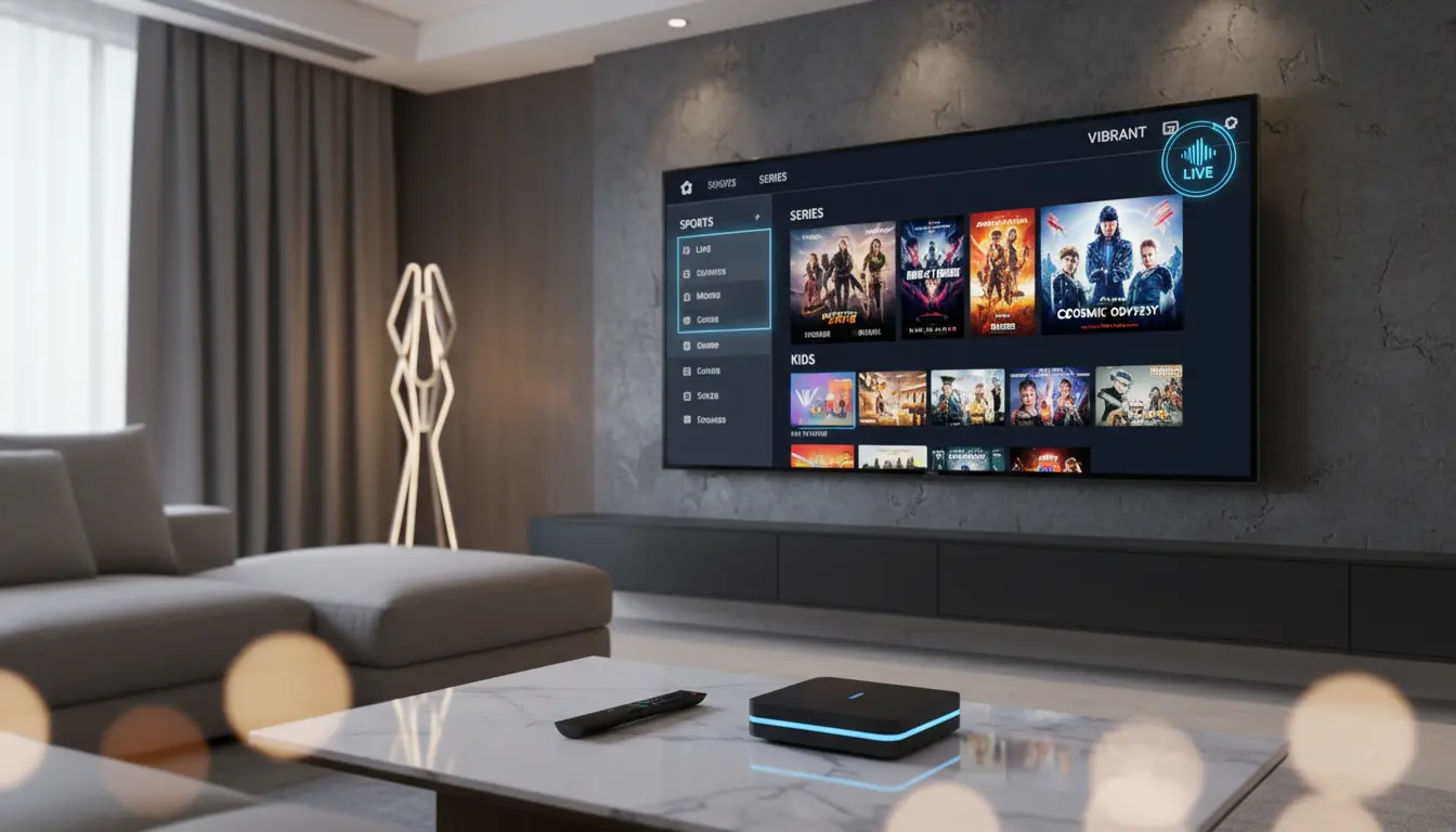 أفضل اشتراك IPTV شهري رخيص ومستقر على شاشة ذكية بواجهة مشاهدة منظمة