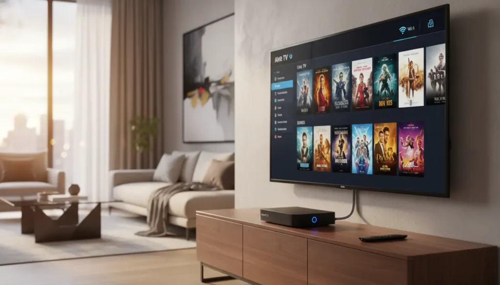 تشغيل IPTV على رسيفر اندرويد عبر تطبيق IPTV على شاشة تلفاز ذكي