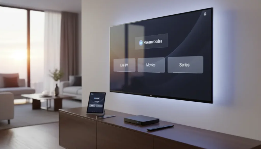 أفضل تطبيق IPTV يدعم Xtream Codes مجانًا في 2026 على شاشة تلفاز ذكية
