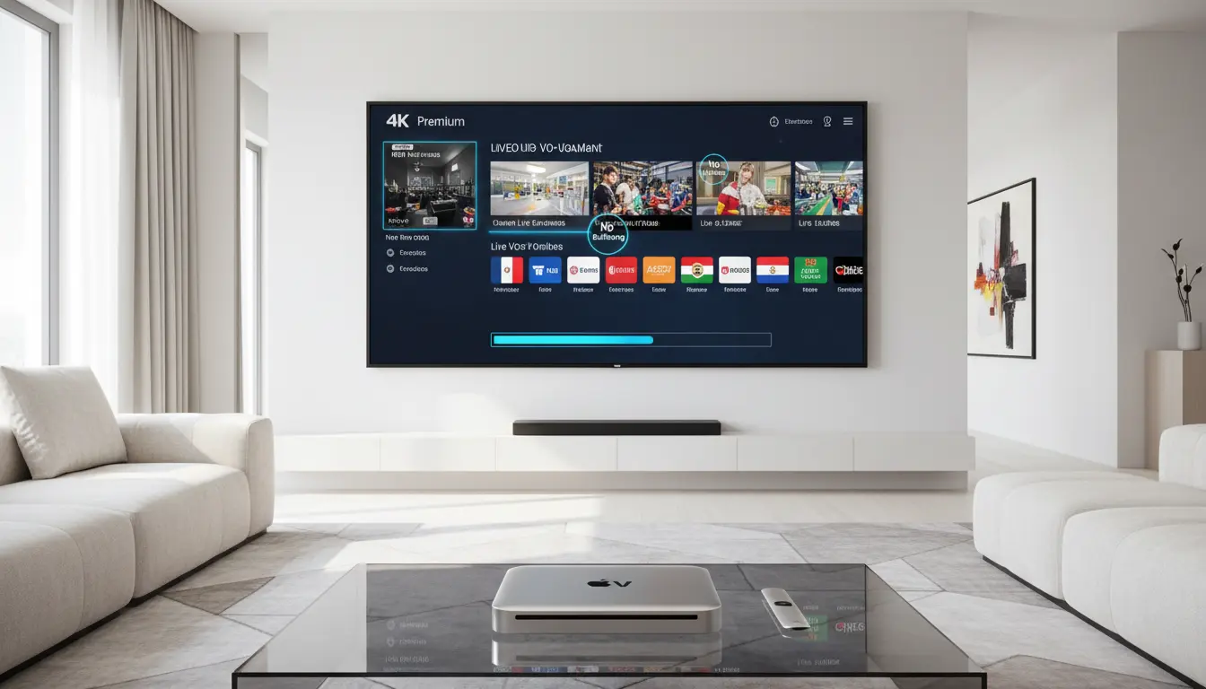 أفضل اشتراك IPTV جودة 4K ثابت وسريع على شاشة تلفاز ذكية حديثة