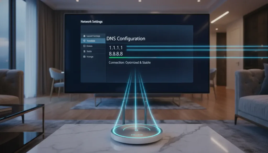 تغيير DNS للـ IPTV لتحسين السرعة والثبات على تلفاز ذكي وجهاز بث حديث