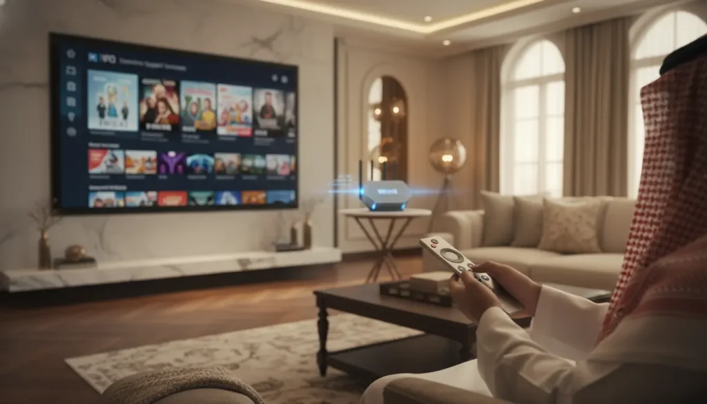 تشغيل IPTV على Samsung Smart TV بسهولة عبر تطبيق ذكي داخل غرفة معيشة عصرية